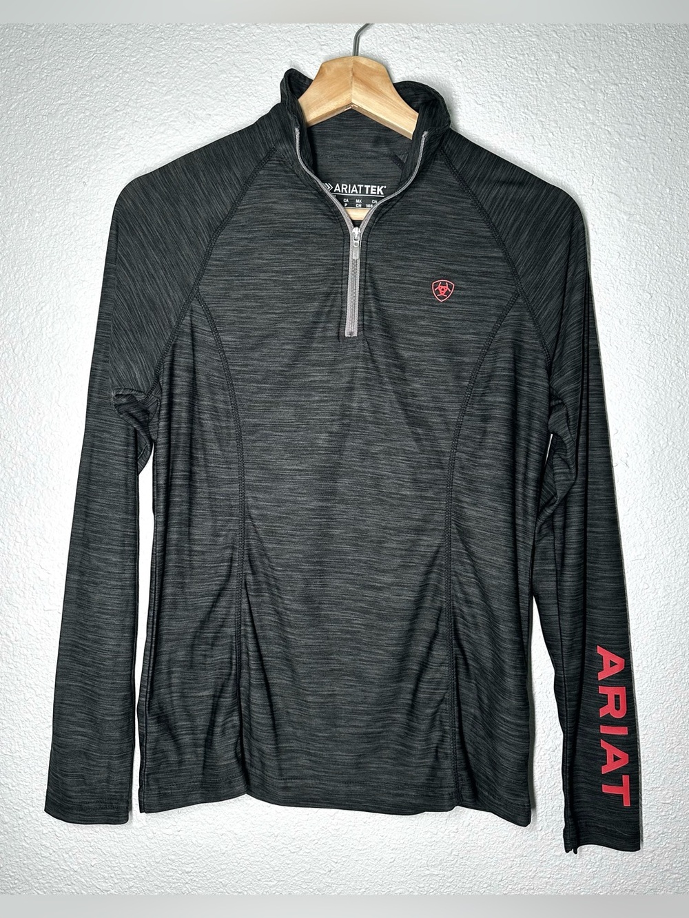 ARIAT TEK Heathered Black Long Sleeve 1/4 Zip Pullover Shirt Women’s Size Small